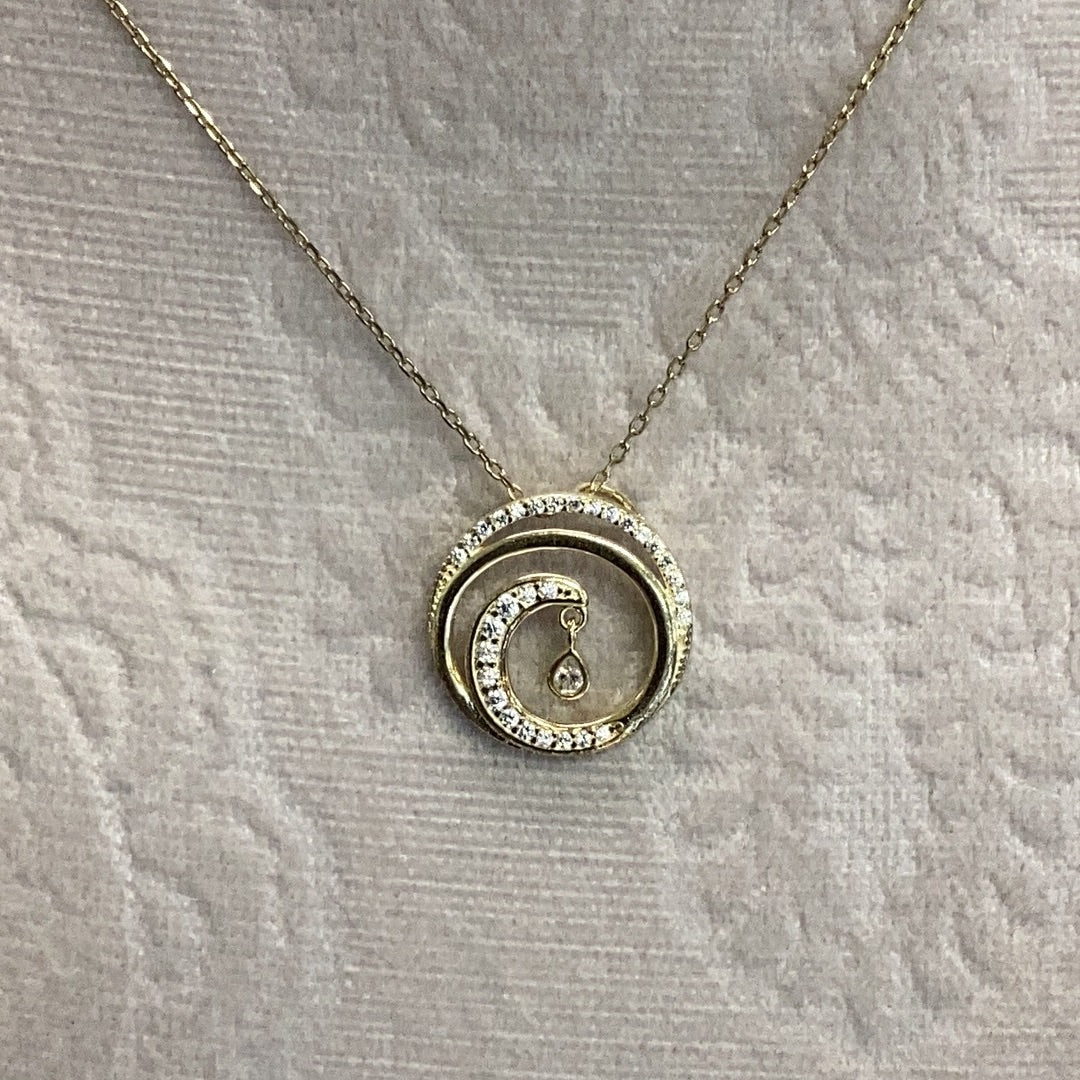 Cz Round Swirl Pendant Necklace