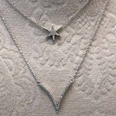 Double Chain V-Shaped & Star Necklace
