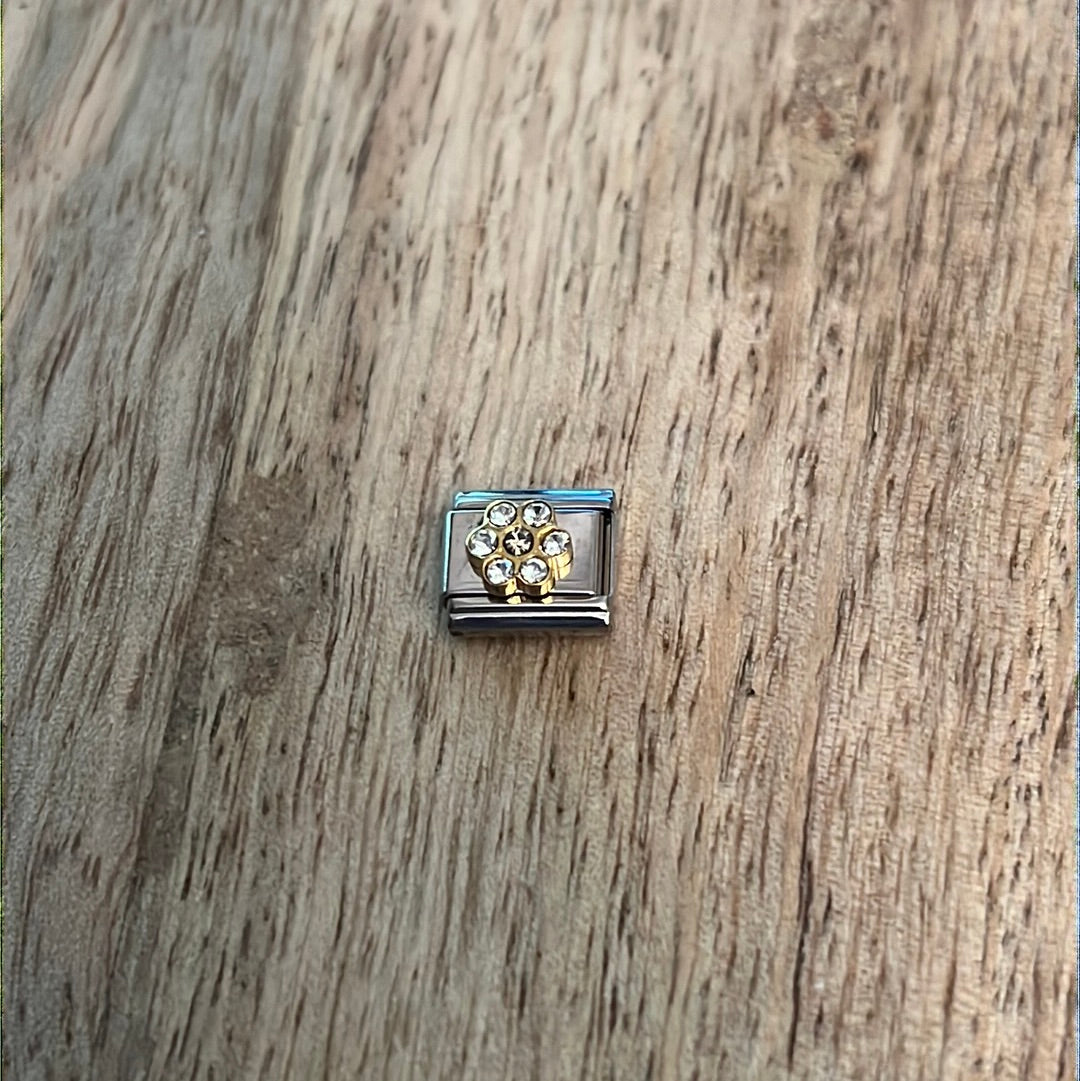 Cz Flower Italian Link Charm