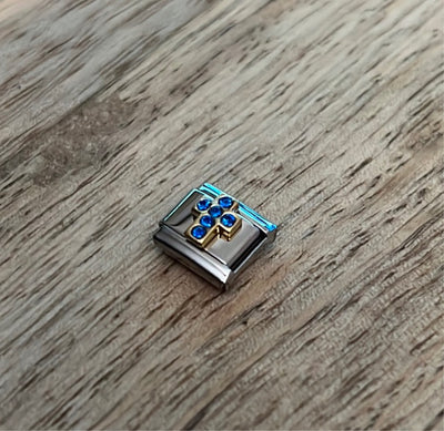 Cz Blue Cross Italian Link Charm