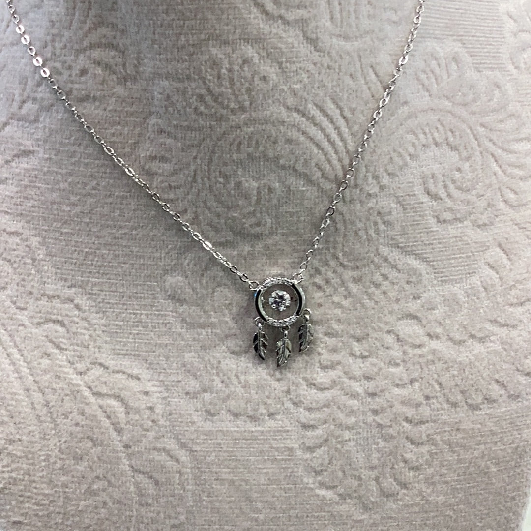 Dream Catcher Cz Pendant Necklace