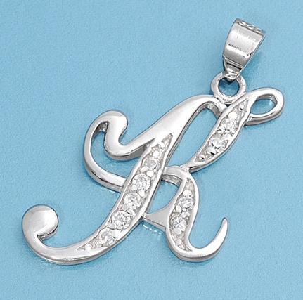 Silver Initial Pendant - K
