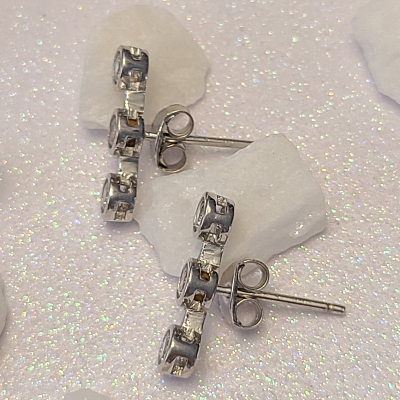 Straight Diamond Bar Earrings