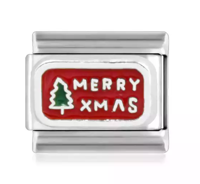 Merry Xmas Italian Link Charms