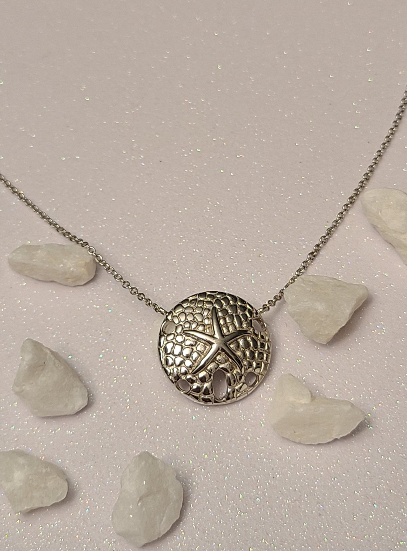 Sand Dollar Sea Starfish Pendant Necklace 